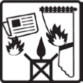 Nicht in der Nähe von brennbaren Materialien